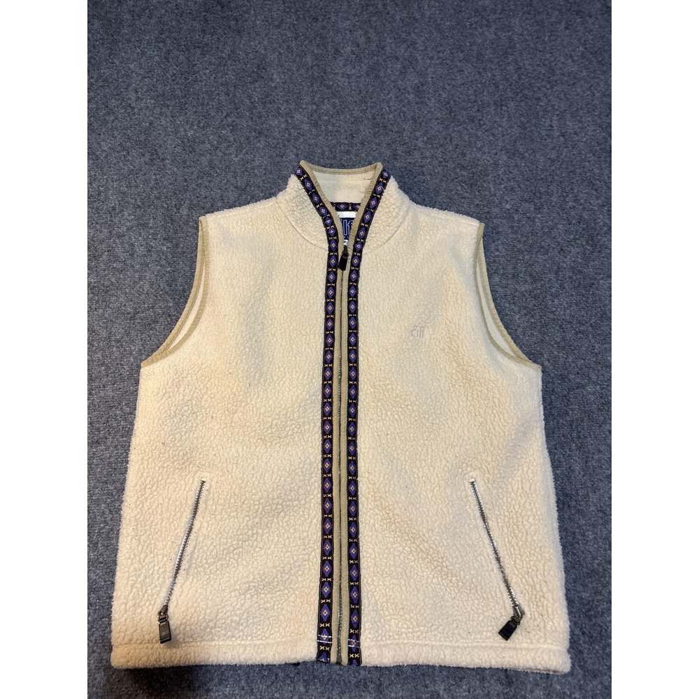 Älf Vest Womens Large White Fleece Polartec Full Zip Southwestern Trim